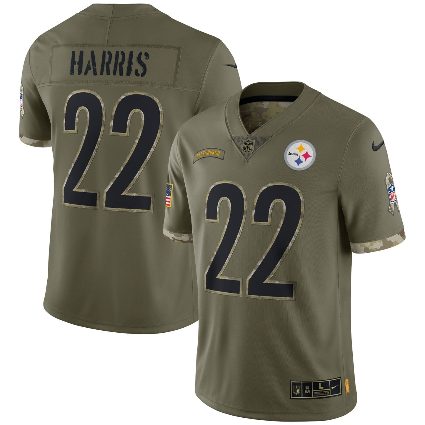 Men's Nike Najee Harris Olive Pittsburgh Steelers 2022 Salute To Service Limited Jersey