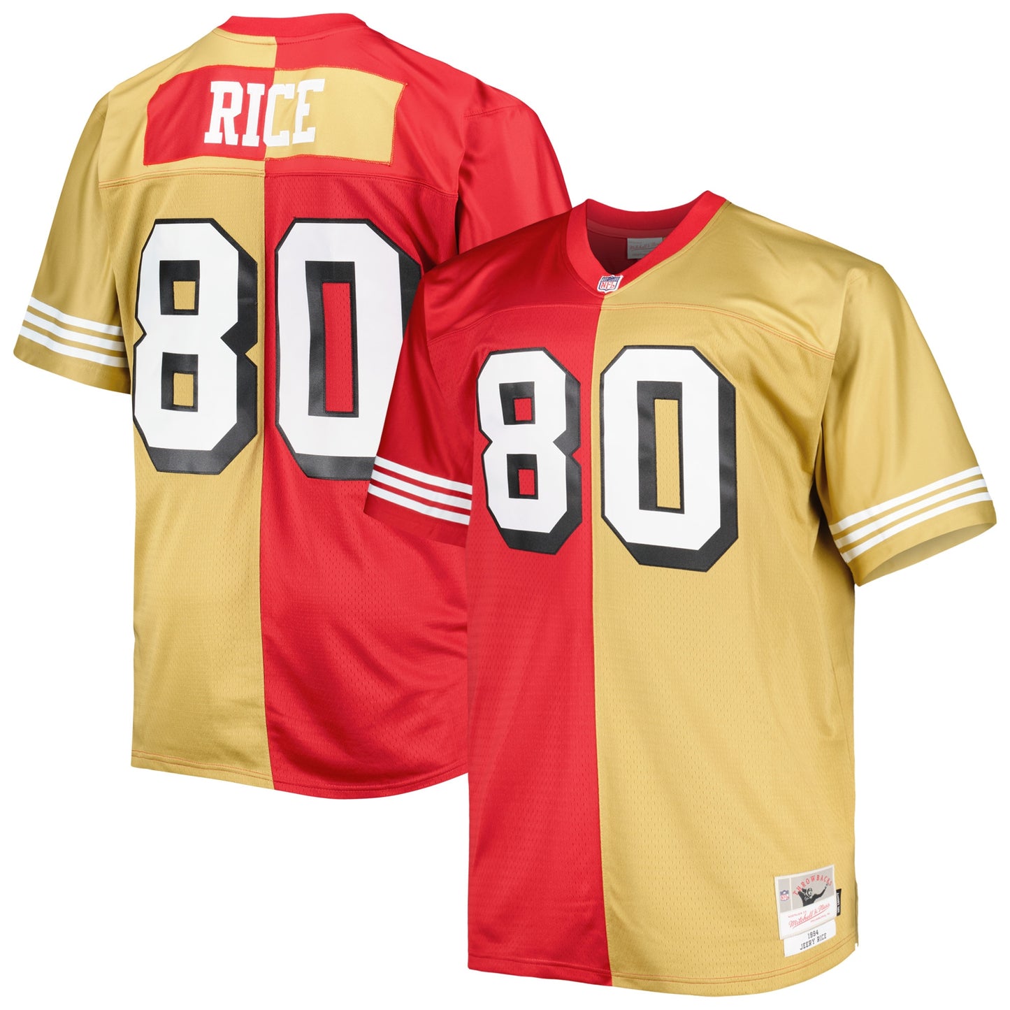 Jerry Rice San Francisco 49ers Mitchell & Ness Big & Tall Split Legacy Retired Player Replica Jersey - Scarlet/Gold