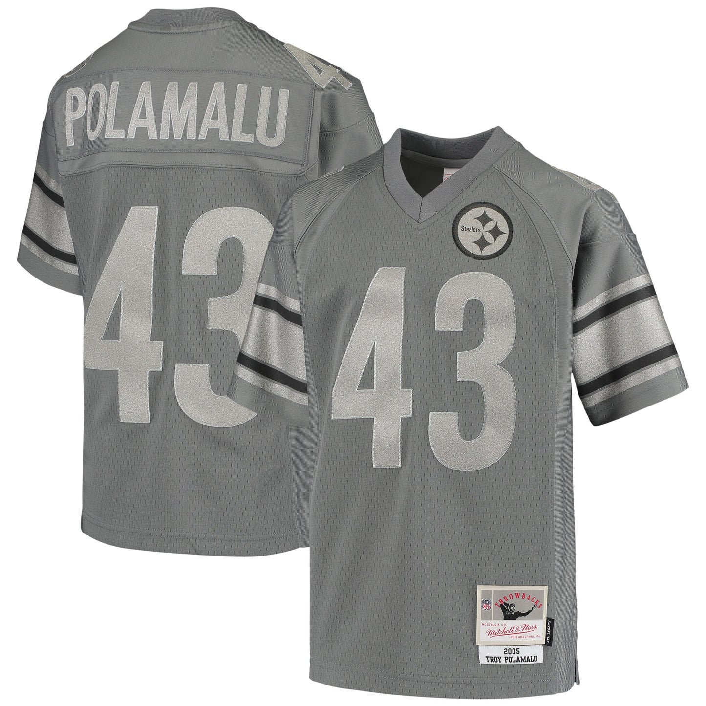 Troy Polamalu Pittsburgh Steelers Mitchell & Ness Youth 2005 Retired Player Metal Replica Jersey - Charcoal