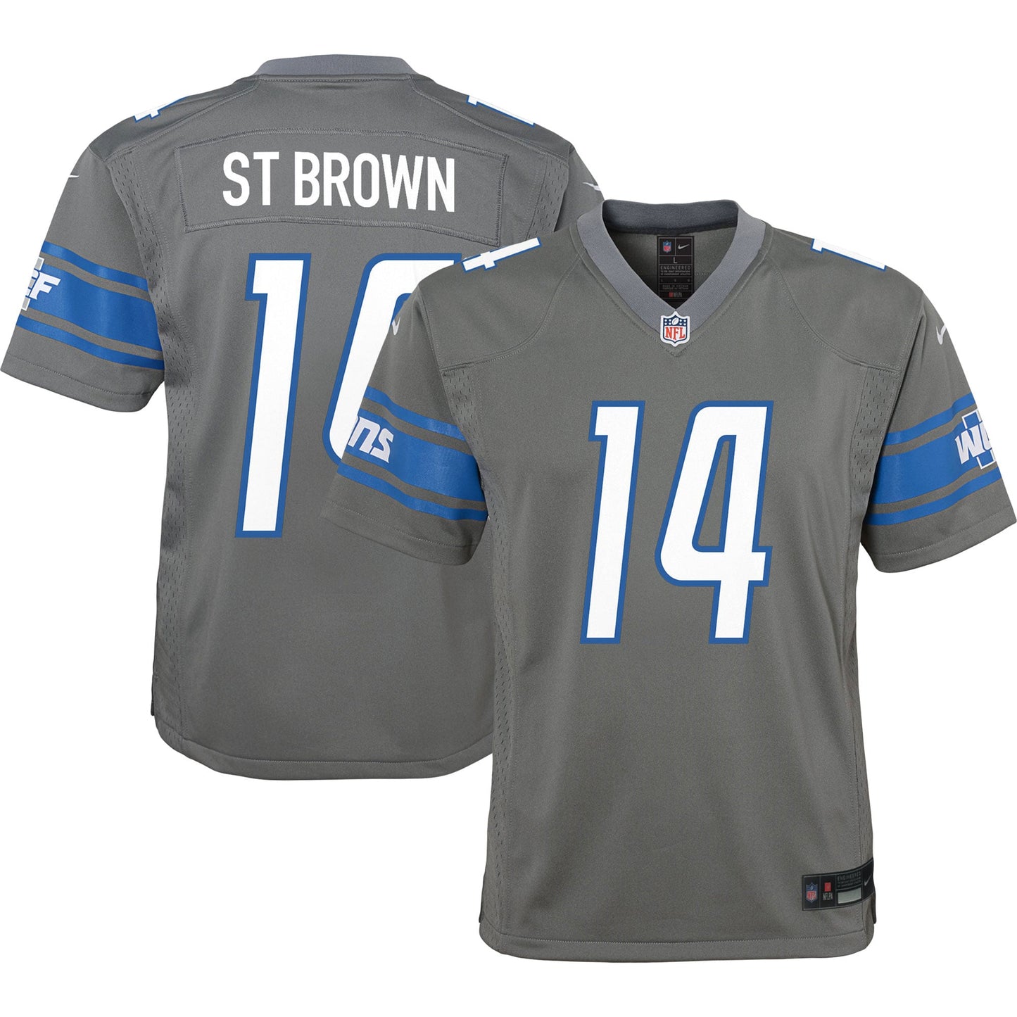 Amon-Ra St. Brown Detroit Lions Nike Youth Game Jersey - Silver