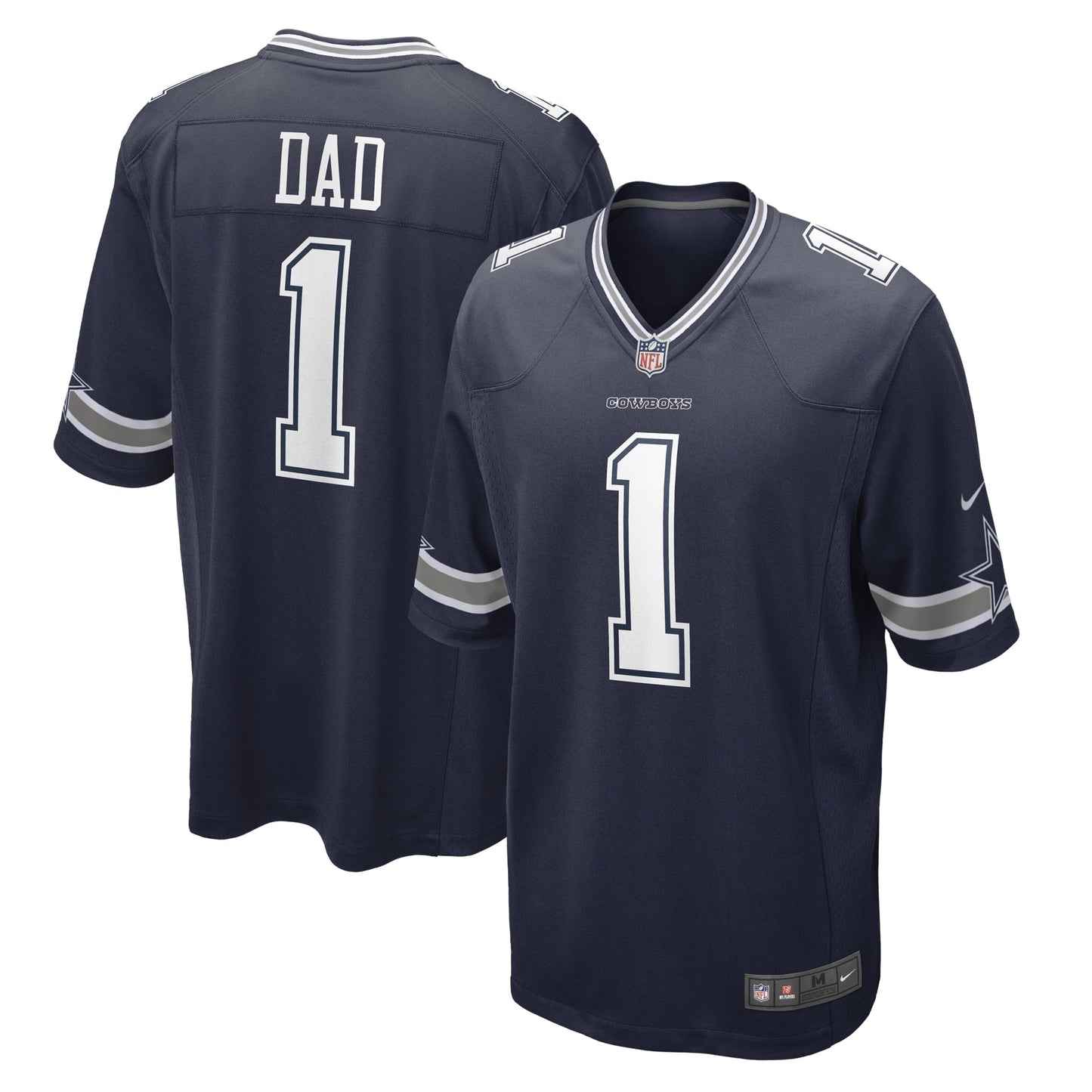 Men's Nike Number 1 Dad Navy Dallas Cowboys Game Jersey